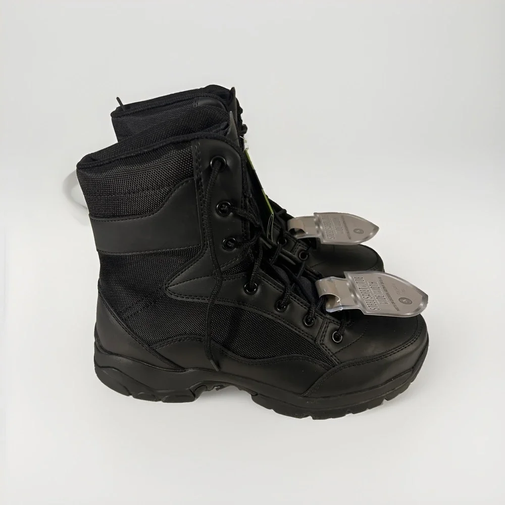 Interceptor Mens Black Leather Boots Size 7.5 Tactical Steel Toe Force Boots